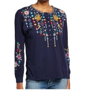 Johnny Was Los Angeles Prisca Thermal Mix Henley Top Mob